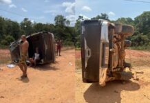 Duas pessoas morrem e três ficam feridas após caminhonete capotar na BR-319