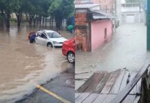 VÍDEO: Temporal causa alagamentos em vários bairros neste sábado e alerta de deslizamento em Manaus