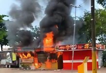 Incêndio provocado por curto-circuito atinge lanchonete no bairro Educandos, zona Sul de Manaus