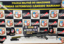 ROCAM apreende rifle calibre 22 e munições após denúncia anônima no bairro Alfredo Nascimento