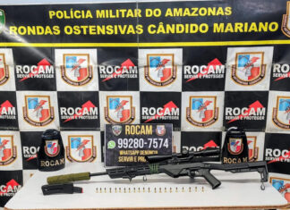 ROCAM apreende rifle calibre 22 e munições após denúncia anônima no bairro Alfredo Nascimento