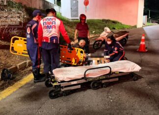 Motociclista fratura o braço ao tentar ajudar colega na Avenida Mário Ipiranga, em Manaus