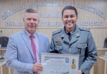 Comandante do 8º BPM, major Jonatas Soares recebe título de cidadão tabatinguense